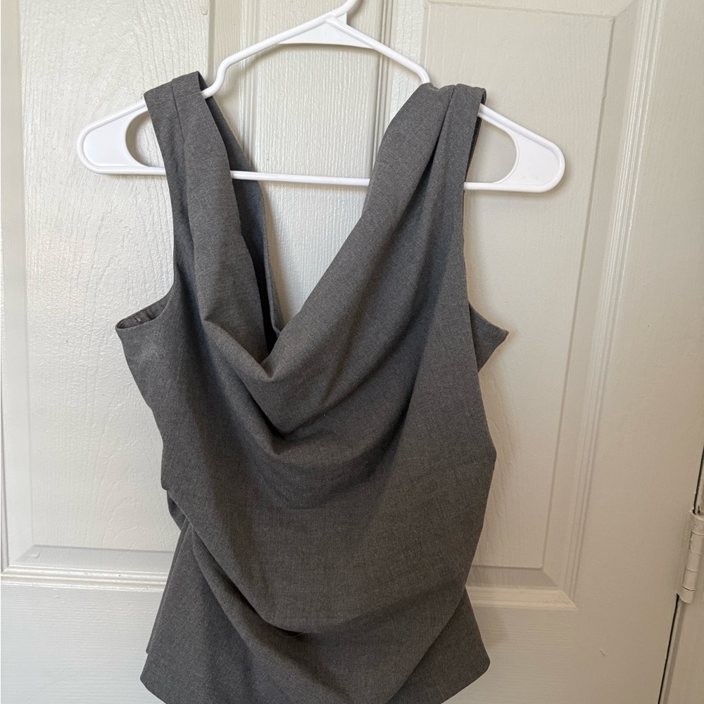 Gray Draped Sleeveless Top